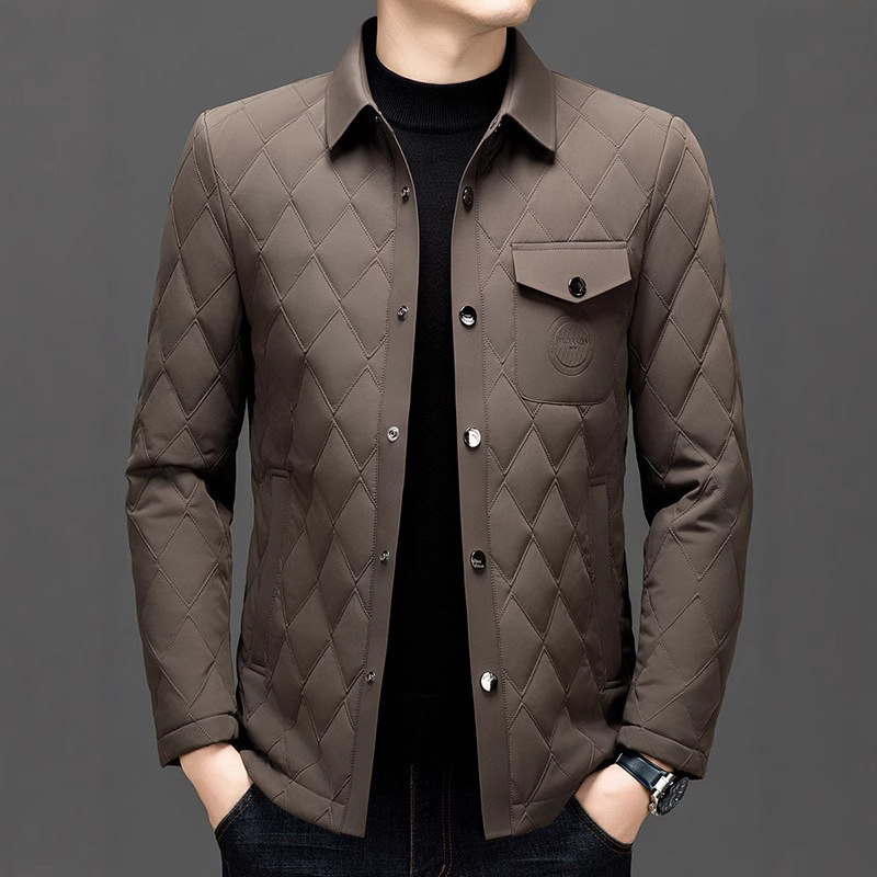 新款男士翻领棉服潮流时尚夹克衫加厚休闲棉衣外套爸爸装保暖上衣