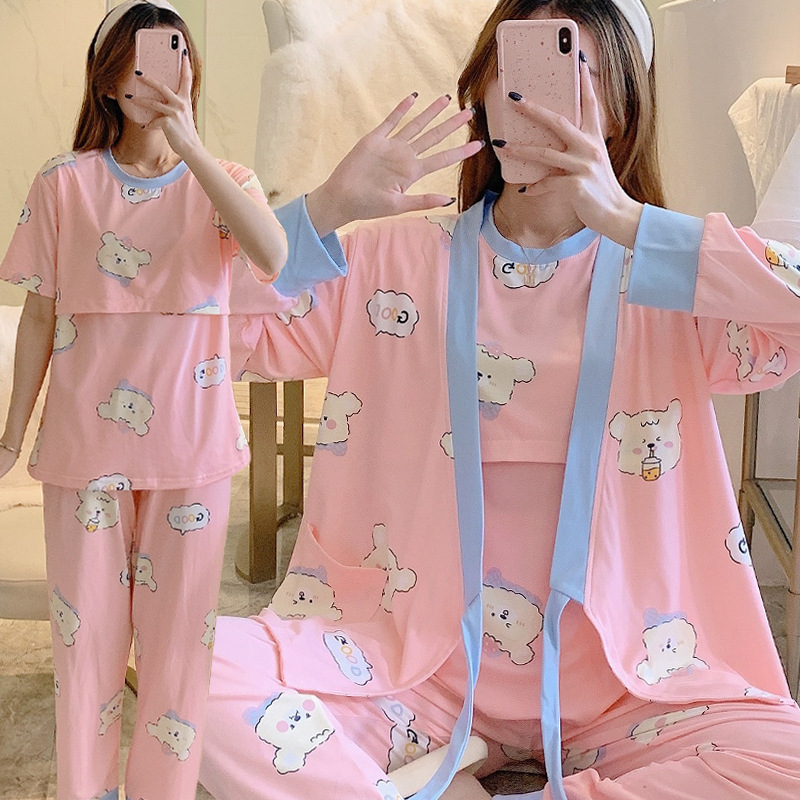 Lunar Maternal Breastfeeding Set Spring and Autumn Postpartum Breastfeeding Pajamas Three-piece Set Pregnant Women's Pajamas for Sitting Moon Maternal Breastfeeding Set for Winter Lunar Maternal Breastfeeding Set Spring and Autumn Postpartum Breastfeeding Pajamas Three-piece Set Pregnant Women's Pajamas for Sitting Moon Maternal Breastfeeding Set for Winter