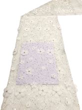 新款激光立體梅花雙珠+水晶片綉 現貨 女裙童裝禮服時裝適用面料