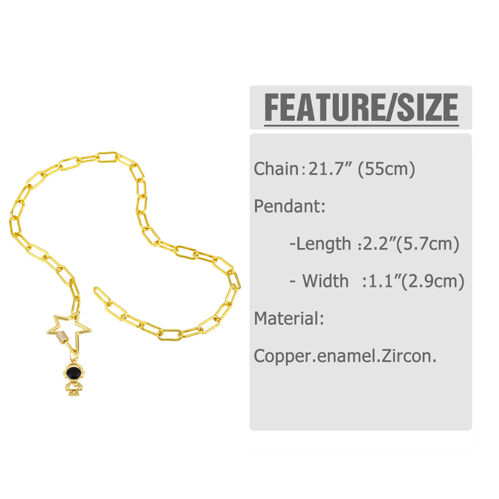 Cross-border Astronaut Necklace Creative Personality Thick Chain Astronaut Necklace