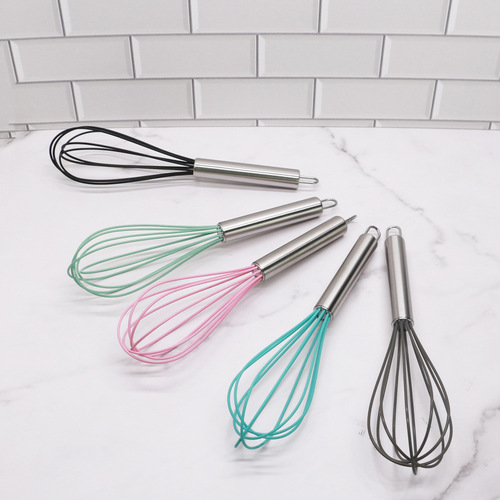 10-inch manual silicone egg beater stainless steel handle egg mixer household egg beater manual milk frother