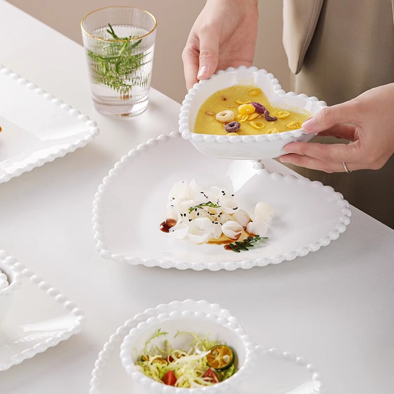 パールエッジセラミック家庭用ライスボウル朝食皿クリエイティブケーキ菓子皿デザートスナックボウルサラダ皿食器|undefined