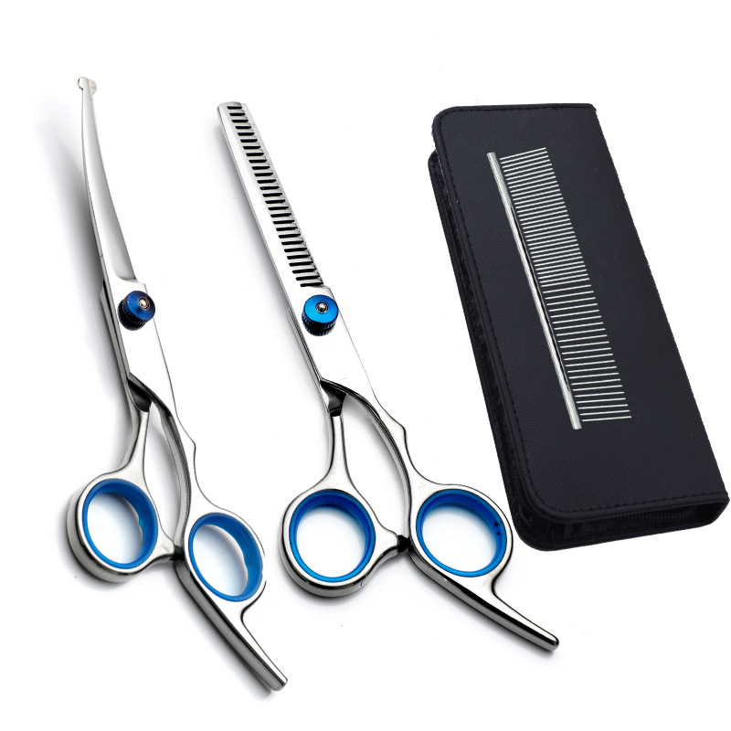 Tijeras para mascotas, tijeras de corte de pelo para perros, tijeras de dientes delgadas profesionales, tijeras de corte de pelo, tijeras de pelaje, juego de herramientas de limpieza