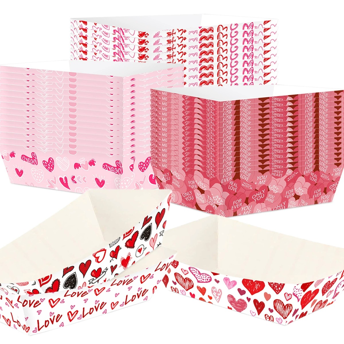 跨境情人节派对用品纸托盘一次性爆米花盒零食小吃打包盒定制批发