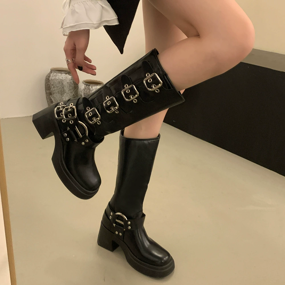 Martens, ботинки на высоком каблуке, пояс, ретро джинсовая пряжка