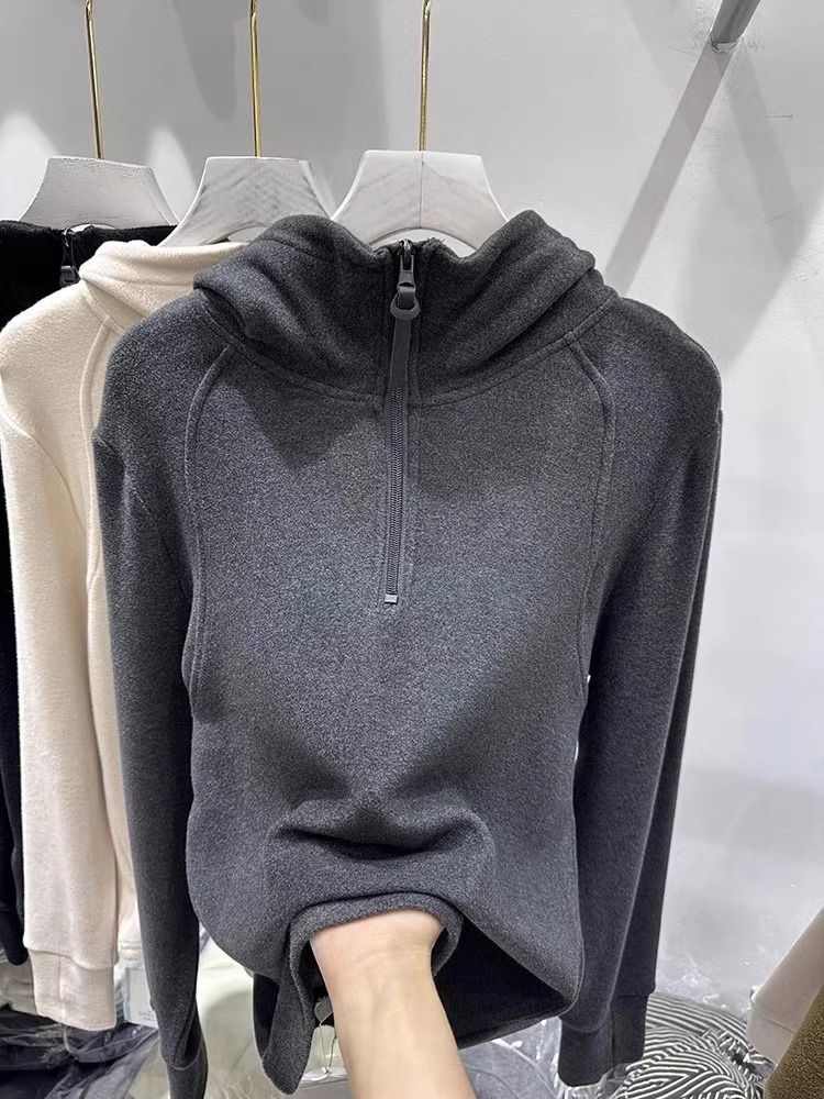 다크그레이 [아주 멋스러운 스웨트셔츠/스웨터자켓/스웨터셔츠, 겨울벨벳으로 도톰한 여성용]