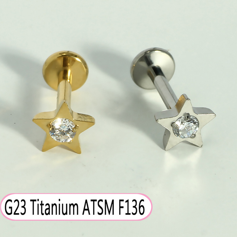 Hot Selling Titanium Alloy Star Zircon Tongue Lip Nail Jewelry for Women Light Luxury Piercing detail image 11