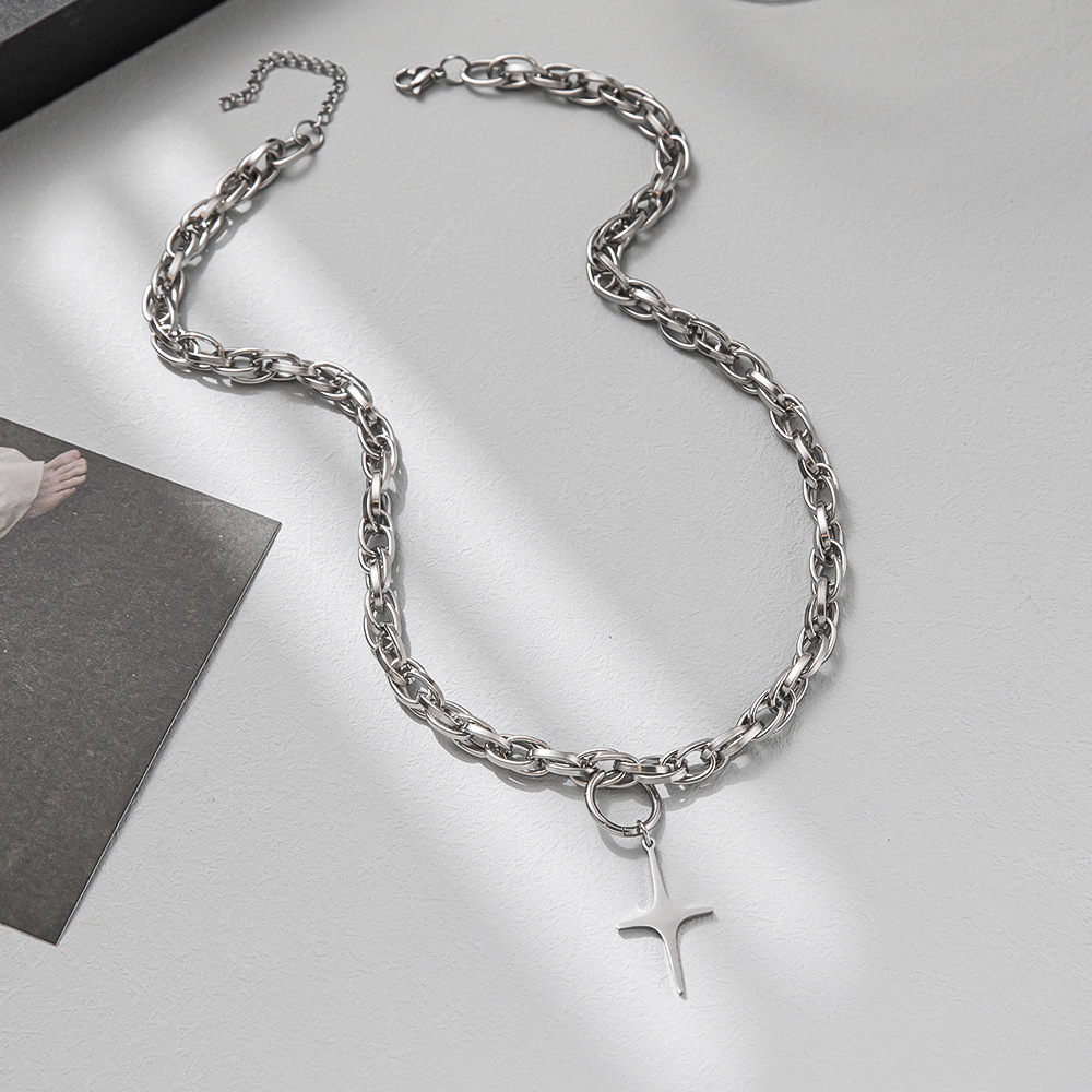 Original Design Star Titanium Steel Polishing Pendant Necklace 1 Piece