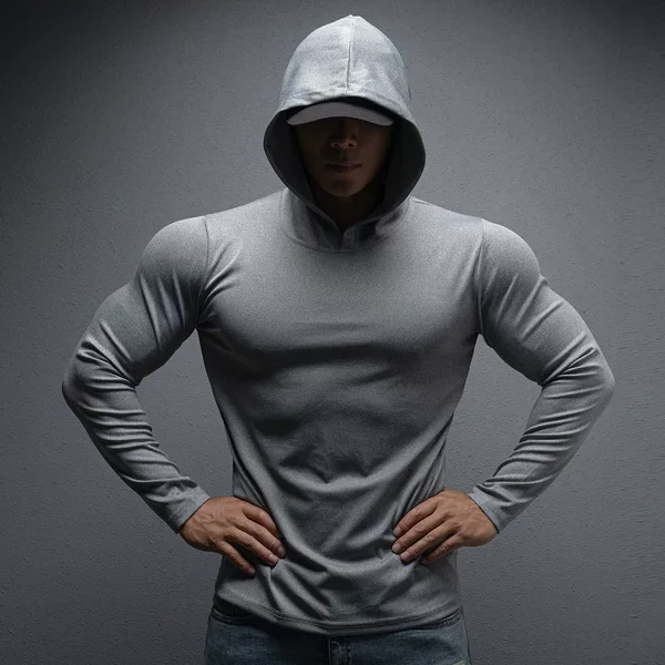Spring and Autumn New Men's Sports Leisure Running Exercise Gym Training Solid Color Thin Hooded Long Sleeve Sweatshirt