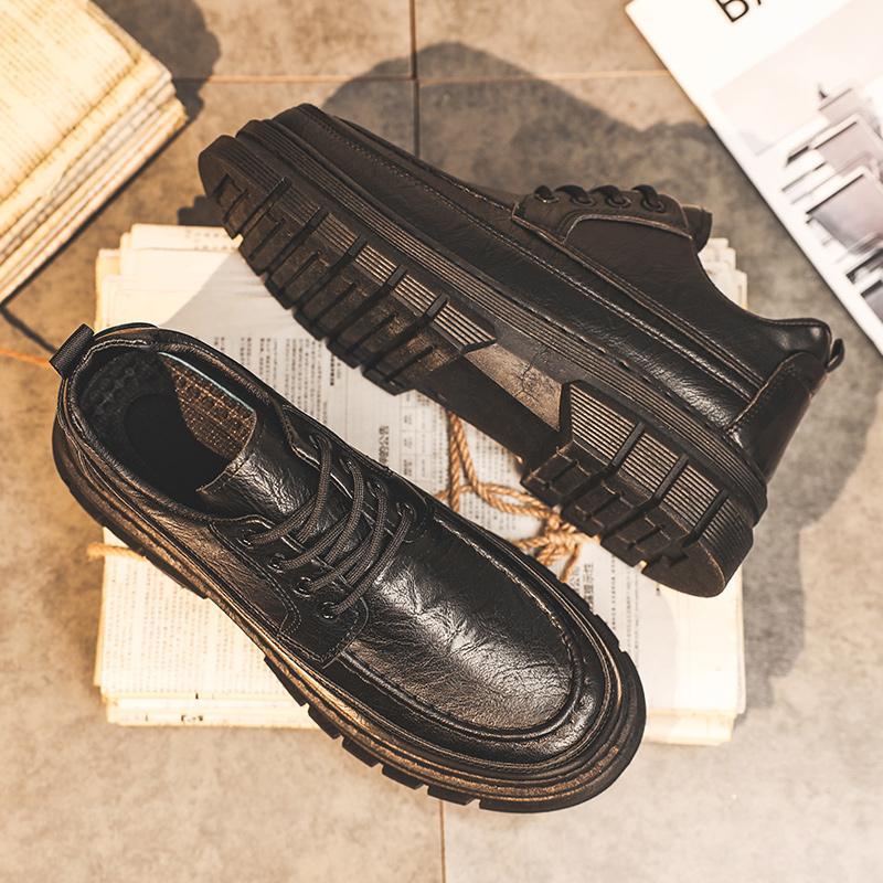 2024 otoño nuevo estilo de suela gruesa zapatos de cuero pequeños de corte bajo zapatos casuales zapatos de cuero de negocios zapatos de hombre zapatos de trabajo de tendencia coreana