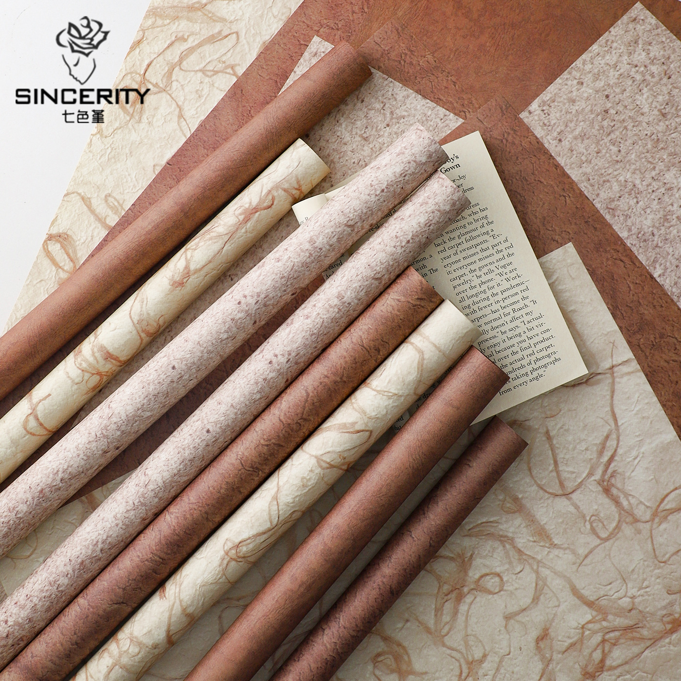 Nuevo embalaje de flores en papel de corteza plana siete colores diy tienda de flores artesanal embalaje de regalos de papel