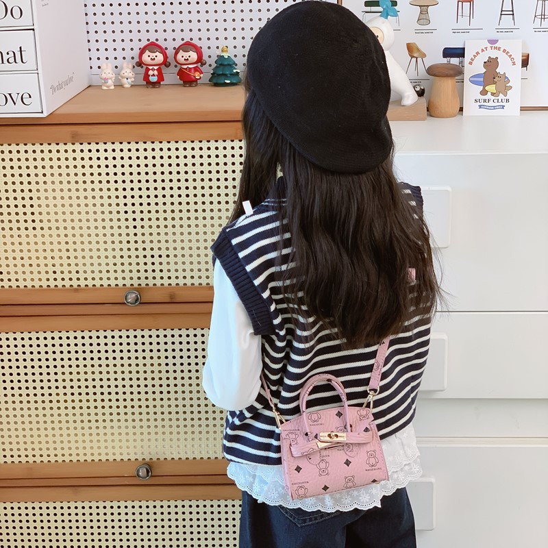 Cartoon bear, bolso de hombro para niños y niñas, bolso de bebé impresa de moda, bolso de mano coreano, nuevo bolso de cambio para niños