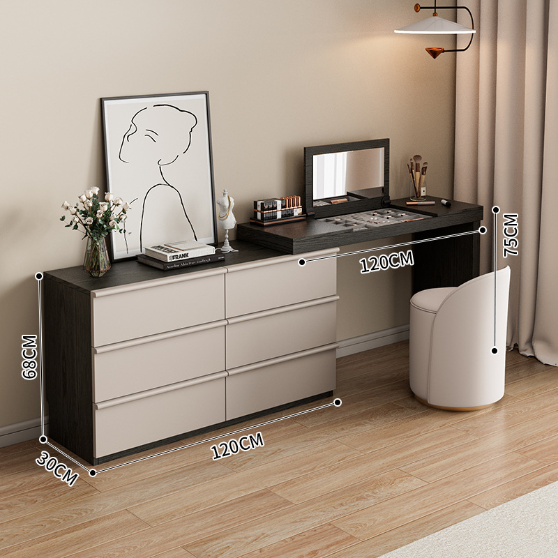 【30CM】블랙 120 테이블 + 120 캐비닛 + 골드 원형 스툴