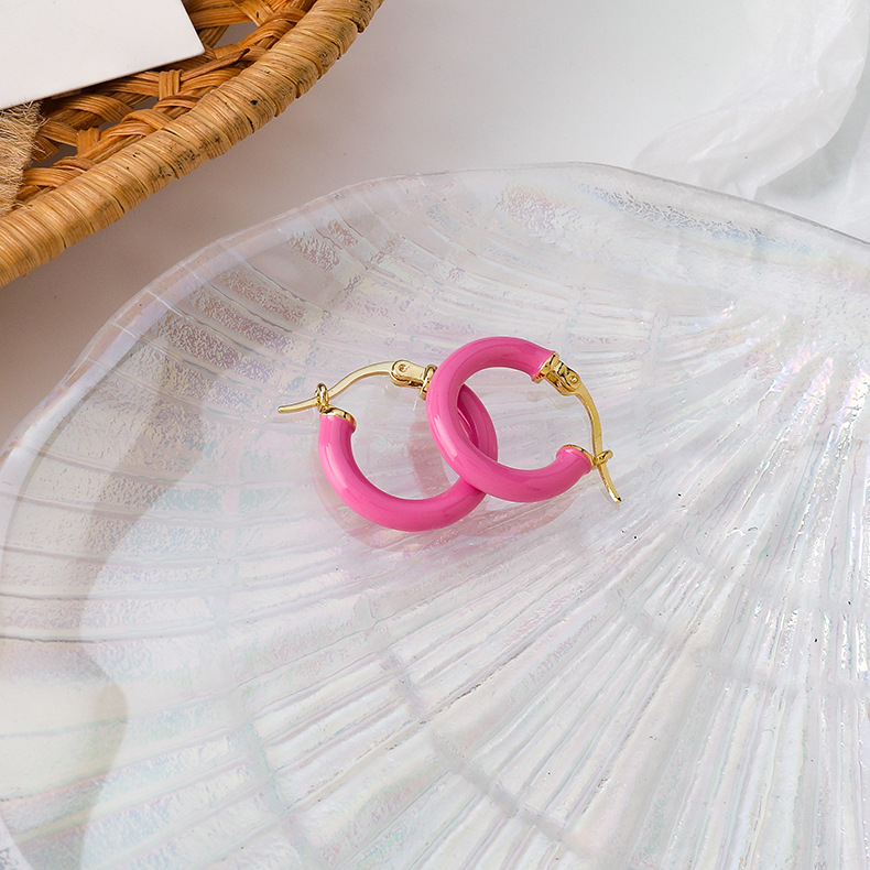 Korean Style Fashion Candy Color Small Circle Earrings display picture 13