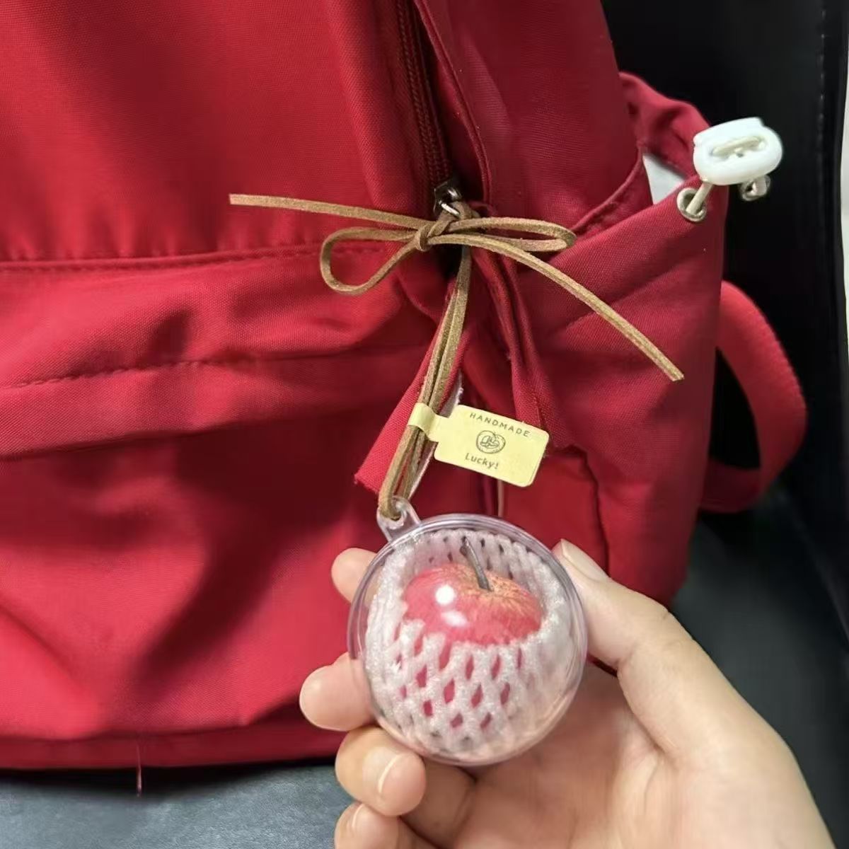 Apple Pendant Creative Bag Hanging Cute Niche Ins Style Hand-Woven Peace Fruit Keychain Mobile Phone Chain Jewelry