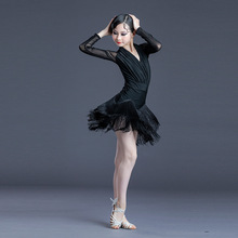 拉丁舞服女儿童秋冬装新款洋气性感少儿练功服连体儿童舞蹈服舞会