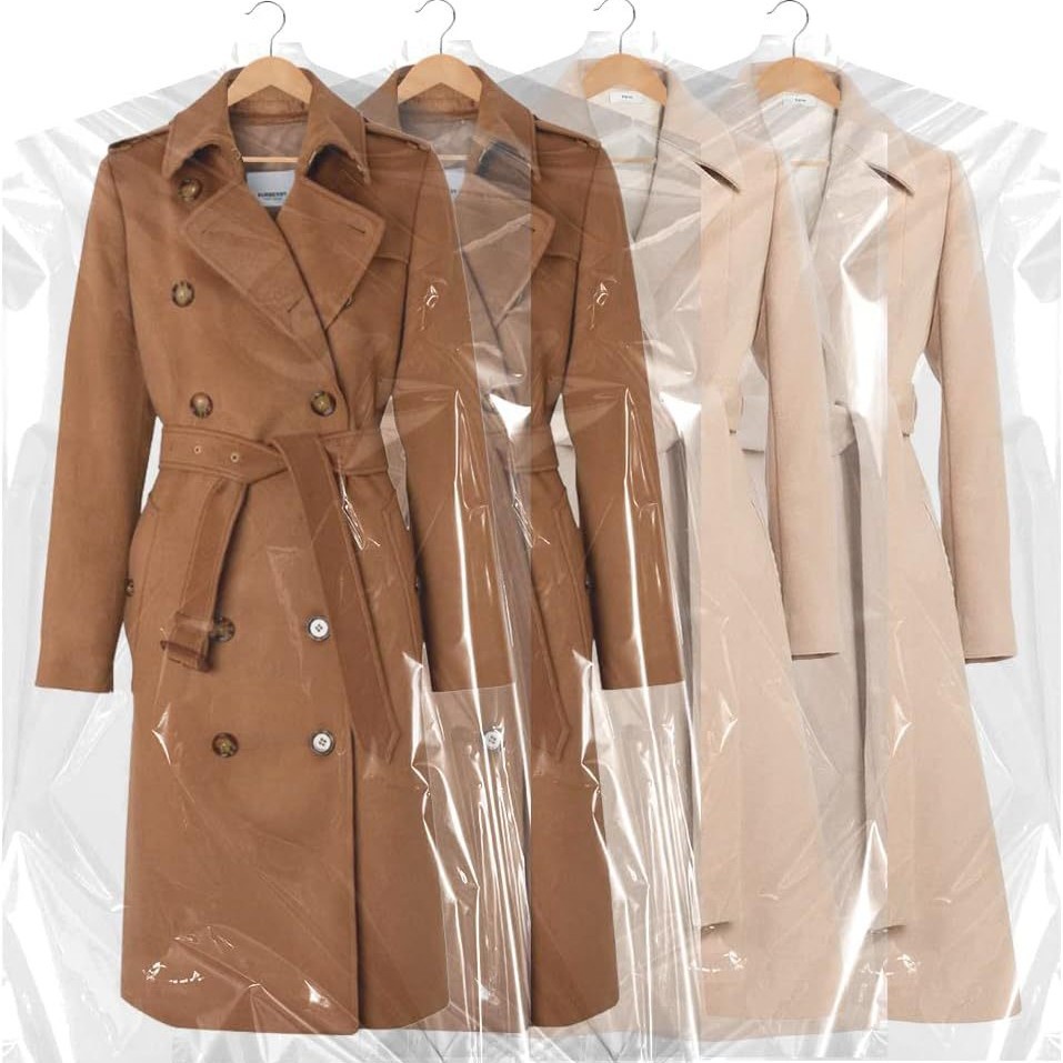 Disposable Pe Plastic Garment Bags, Transparent Dry Cleaning Laundry Bags for Clothing Covers, for Hanging and Storing Clothes