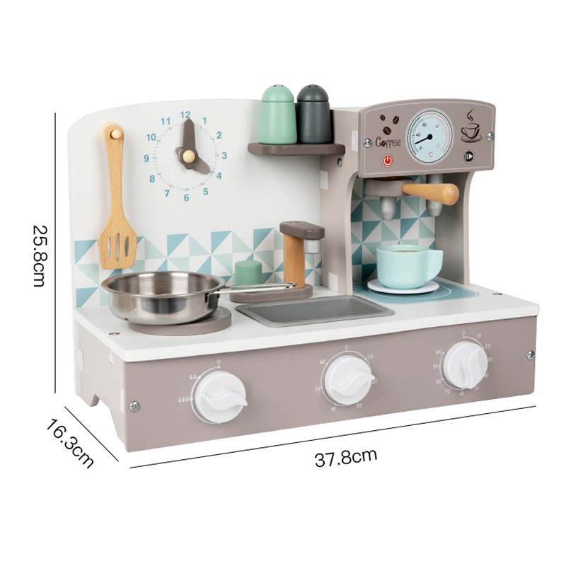 Utensilios de cocina para niños, niños y niñas, cocina, pequeños electrodomésticos, juguetes, simulación de jardín de infantes, juguetes de máquina de café de madera image 12