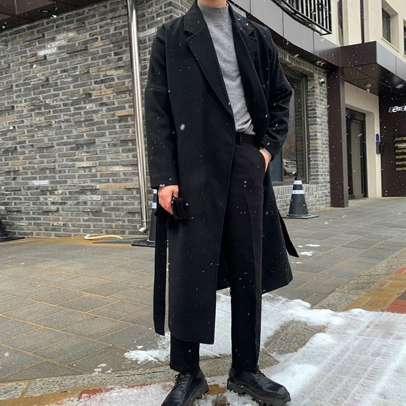 2023 invierno simple elegante grueso abrigo de lana hombres gota hombro suelta estilo coreano abrigo FK193