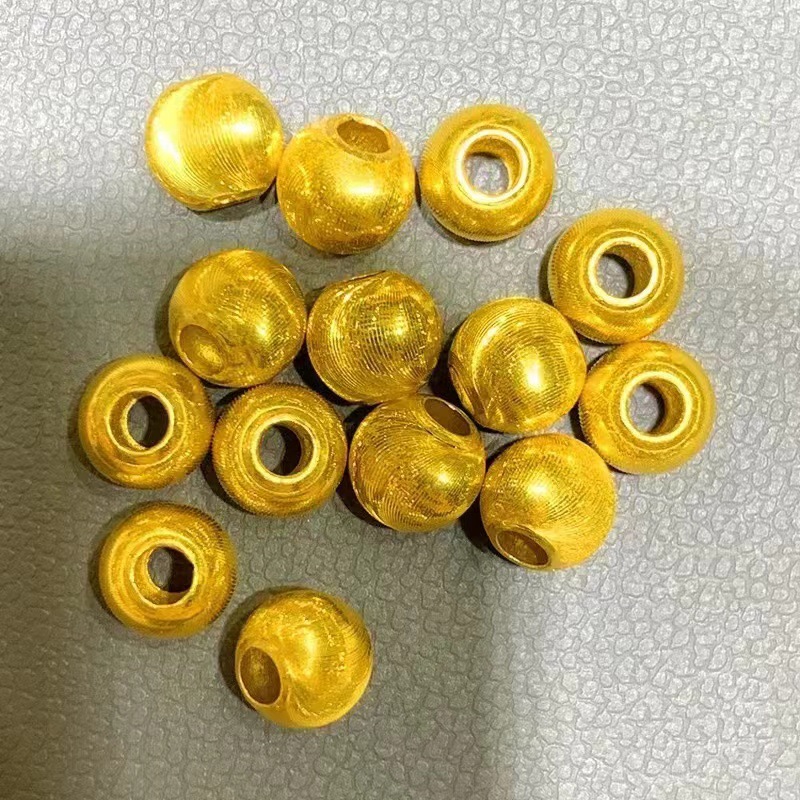 18K Gold Cat's Eye Bead, Au750 Loose Bead DIY Spacer for Bracelet Cord Accessories, Luck-Bringing Bead, Positioning Bead, Women's Bracelet