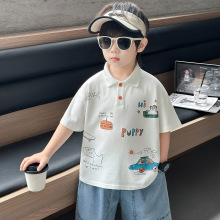 X333儿童新款童趣涂鸦POLO衫夏季男童女童圆领潮流上衣韩版短袖