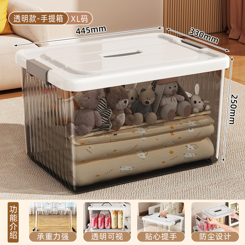 특대형, 투명 블랙 [길이 44.5*가로 33*높이 25cm] 손잡이 포함