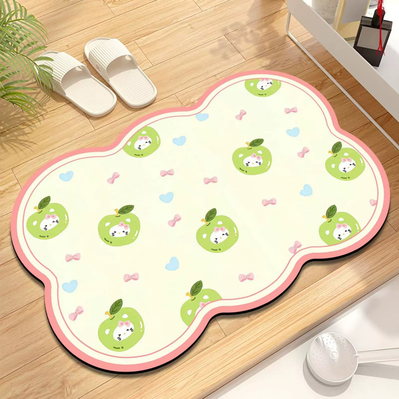 可爱HelloKitty硅藻泥吸水地垫家用卫生间洗漱台防滑易打理门垫|undefined