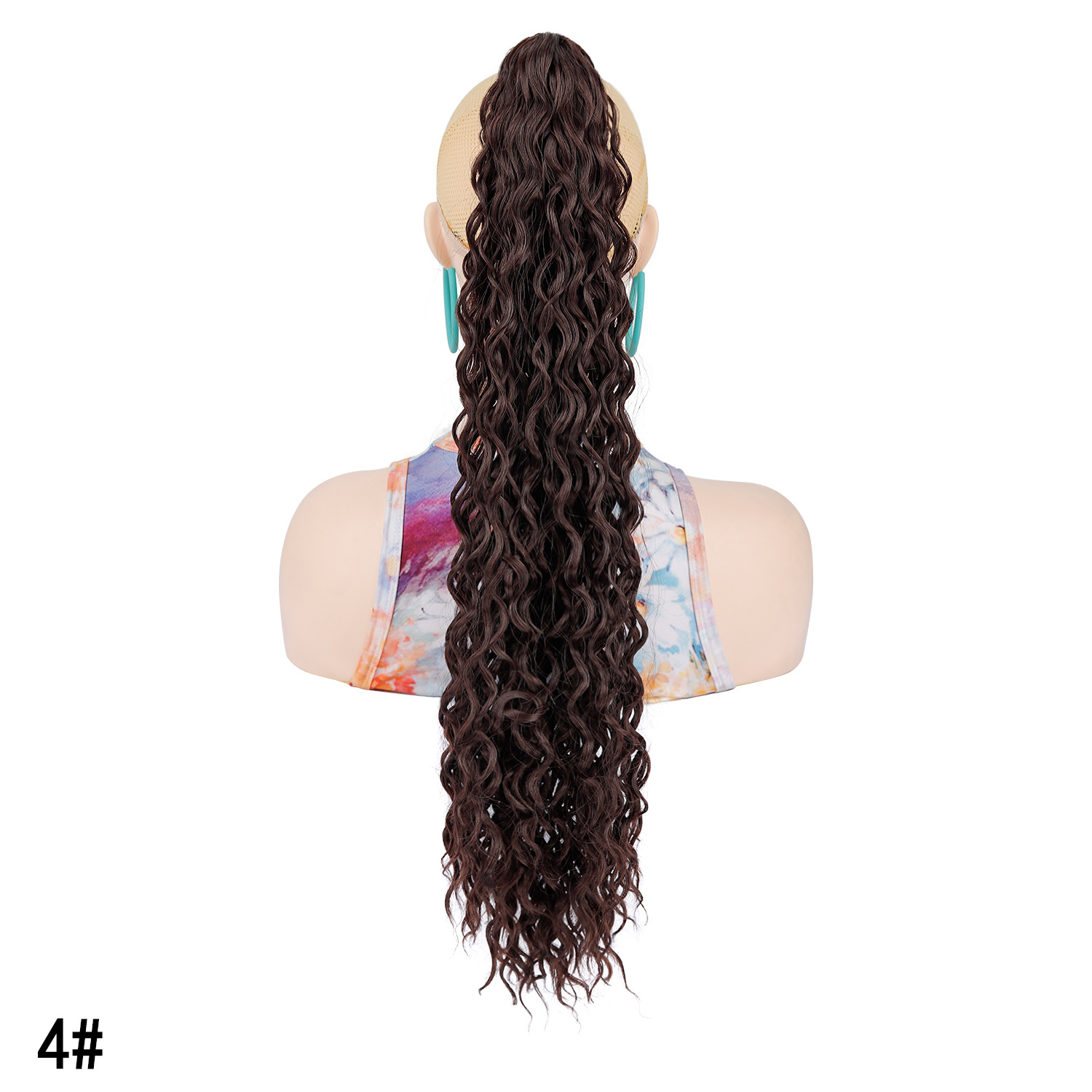 22 pulgadas comercio exterior agarrando clip de cabello rizado profundo cola de caballo esponjoso pequeño rollo natural latino trenzas de caballo fibra química peluca