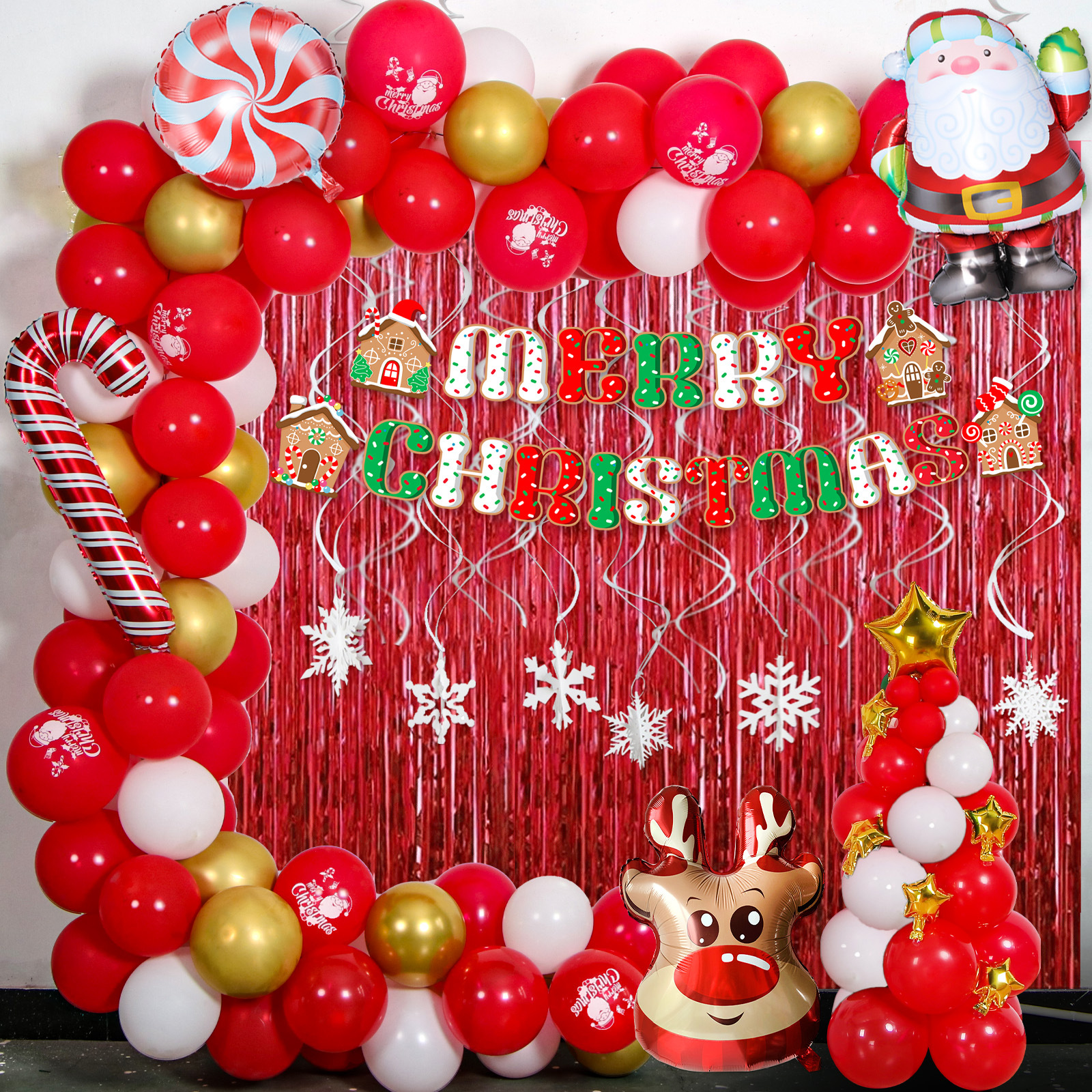 Globo decorativo globo de Navidad partido diseño escena a juego redondo de látex película de aluminio FIESTA DE Navidad globo