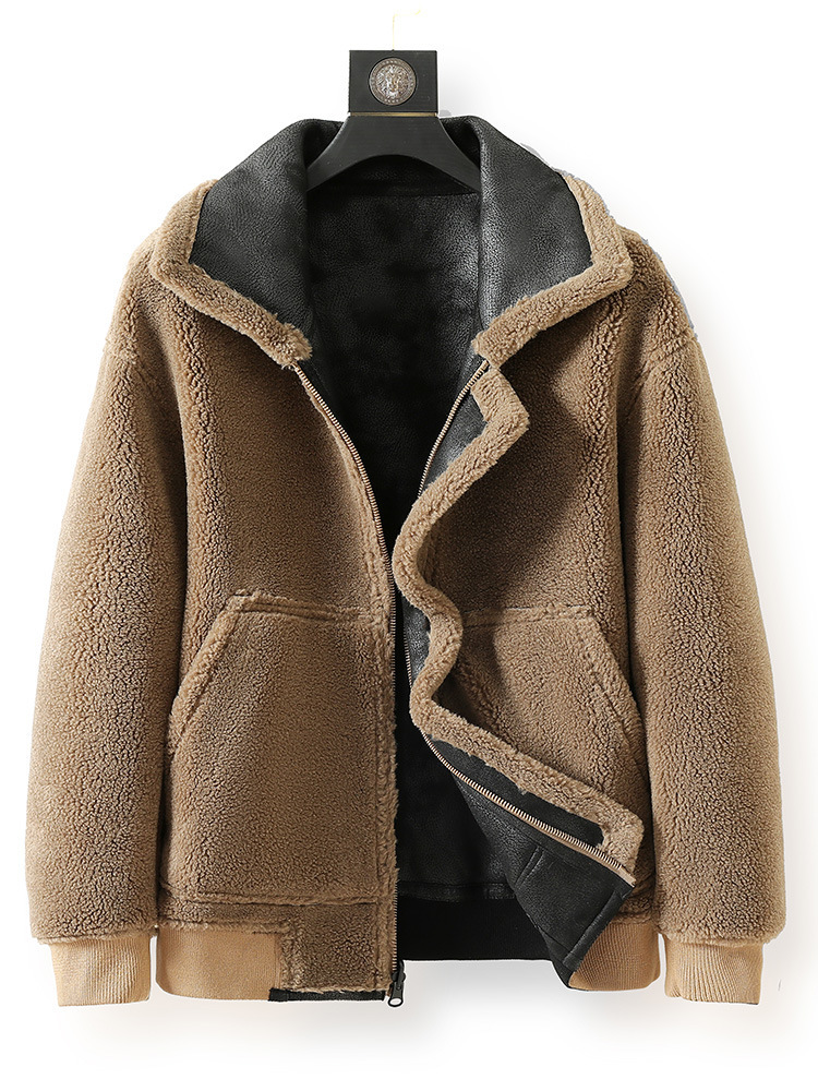 2025秋冬新款两面穿机车服外套加绒夹克冬季时尚潮流男装男士皮草