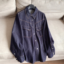 2025秋新文艺范 小宽松显瘦复古深蓝牛仔衬衫 外套批发N5DT99017