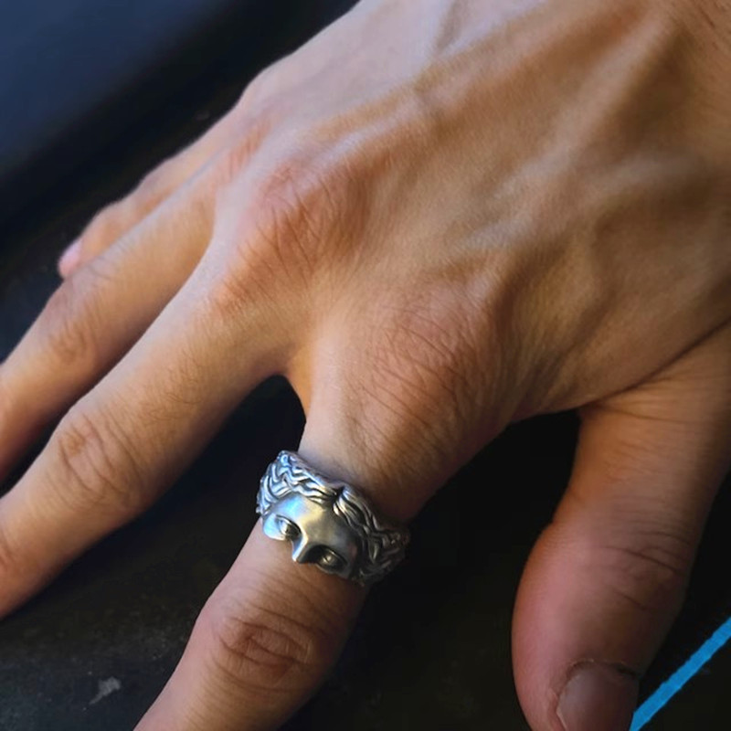 Vintage Venus Relief Ring In Thai Silver Adjustable Open Design_voghion.com