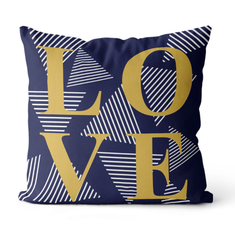 Almohada de estilo Ins simple Almohada de cabecera de viento europea y americana Impresión de sofá Funda de almohada geométrica Cojín de oficina Almohada de cintura
