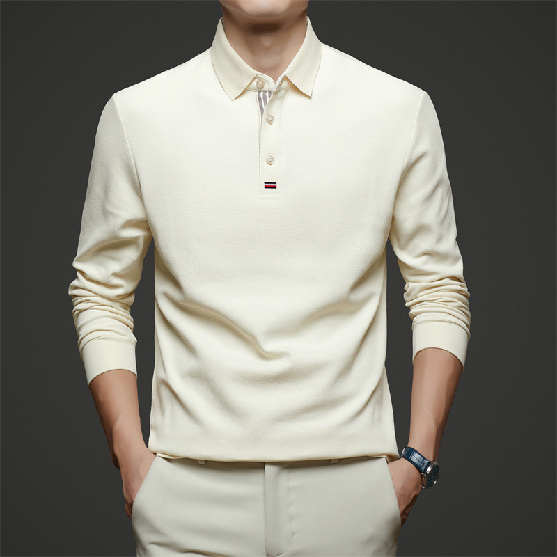 Cross-Border Export High-End Long-Sleeved T-Shirt Men's Spring and Autum Pure Cotton Casual Business Lapel Polo Shirt Men's Wholesale Cross-Border Export High-End Long-Sleeved T-Shirt Men's Spring and Autum Pure Cotton Casual Business Lapel Polo Shirt Men's Wholesale