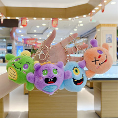 小紅書新款小怪獸毛絨公仔橘怪創意大眼怪玩偶玩具批發鑰匙扣掛件