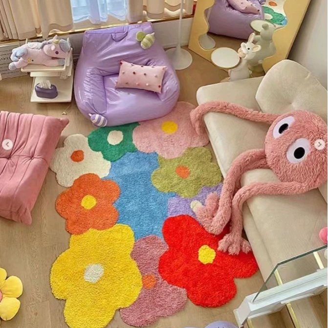 Children's carpet for bed, erasable game mat, reading, flowered, increased thickness