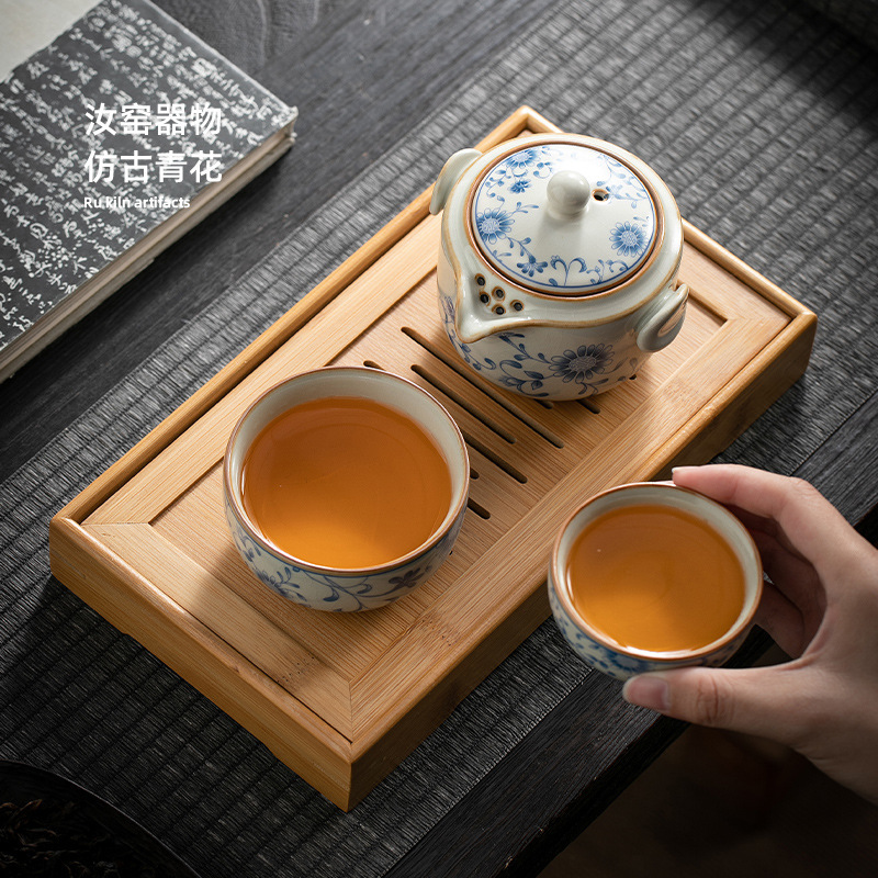 汝窯ティーポットのシングル蓋の工夫茶器の開片は小さいサイズの茶器を育てることができます。|undefined