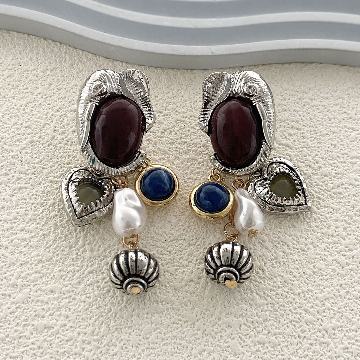 Pearl Gemstone Animal Drop Earrings Vintage Style Jewelry_voghion.com