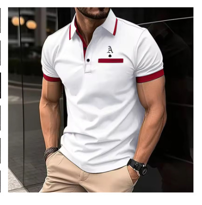 Men's Clothing Slim Fit Short Sleeve Shirt With Fashion Lapel - Breathable Cotton Blend Style T-Shirt_viptrois.com