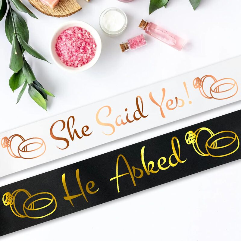 Bachelor Party Suit Satin Bride and Groom She Said Yes Belt Hot Stamping Ribbon Gift Party Etiquette Belt