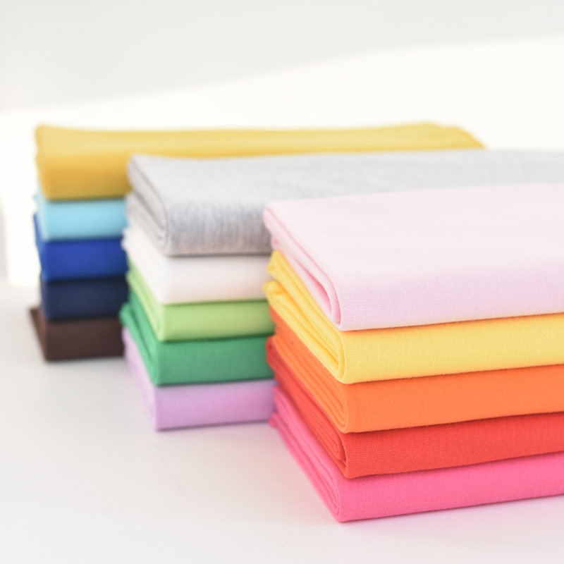 纯棉针织t恤布料纯色精梳棉汗布面料汗衫内衬吸湿透气打底衫