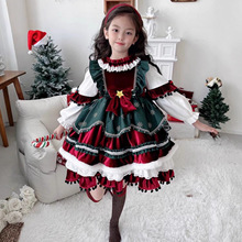 圣诞节服装女童洛丽塔公主裙秋冬新款蓬蓬儿童连衣裙子女宝拜年服