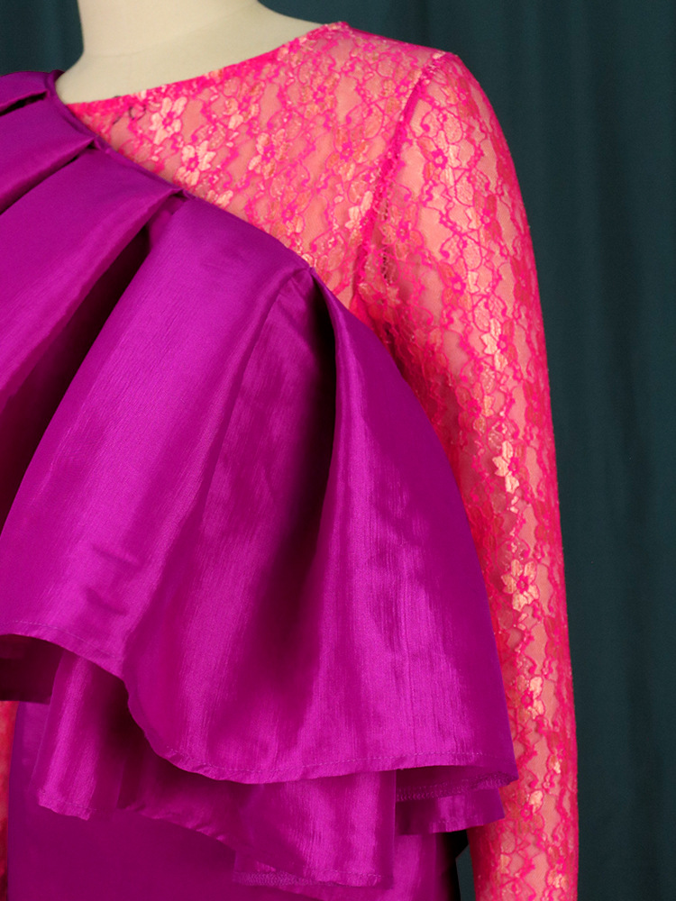 Plus size avondjurk voor dames met mesh detail voor feestjes_voghion.com
