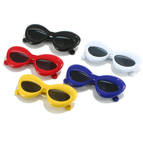 Cross-border European and American cat-eye sunglasses  new catwalk sunglasses cute candy color sunglasses concave shape