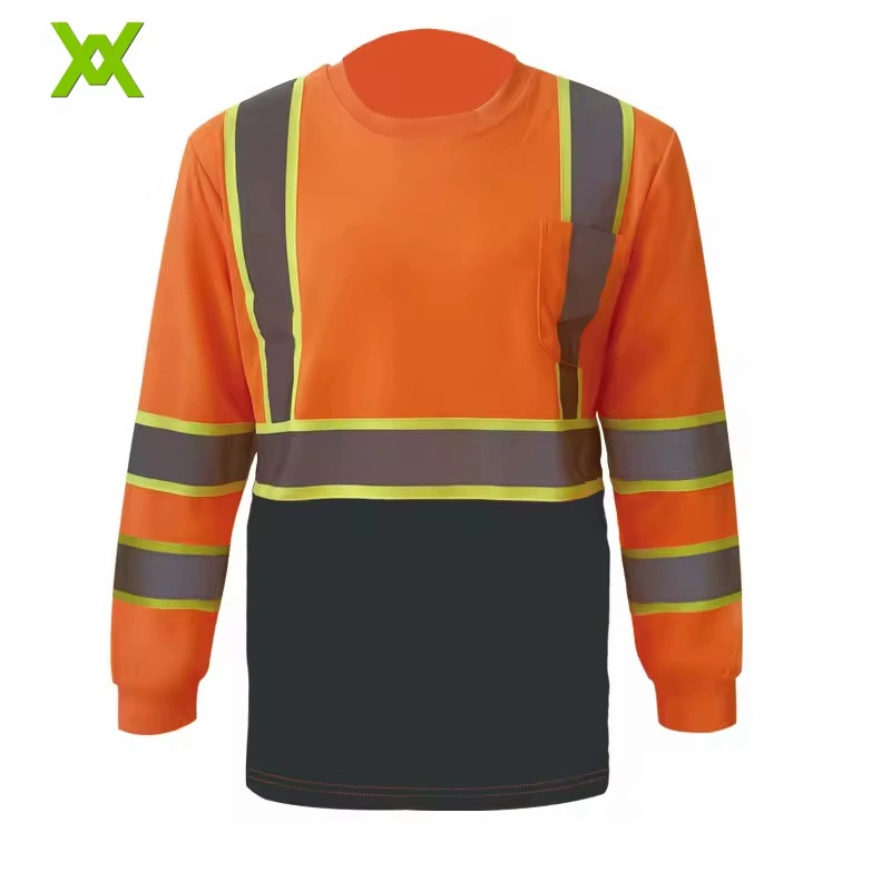 Производители, изготовленные на заказ, защитная одежда высокой яркости с длинными рукавами, дорожно-транспортный жилет, санитарный светоотражающий жилет одежды