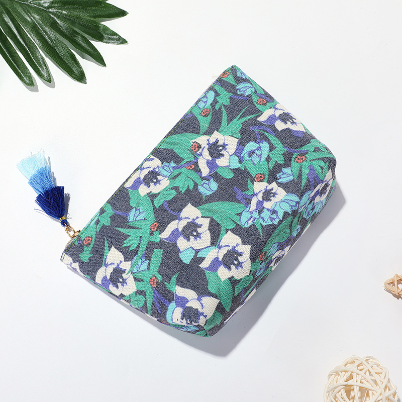 Vintage Style Flower Canvas Square Makeup Bags display picture 1