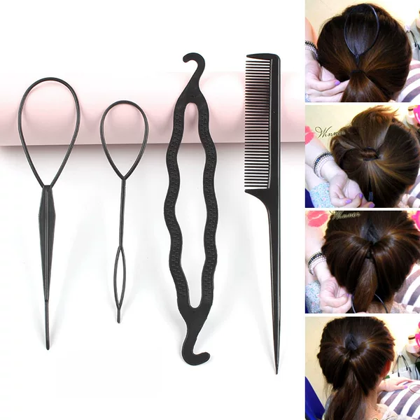 Four-piece set of hair-curling comb hair-curling needle ball head hair curling iron for adults children and girls hair curling tool for baby Princess