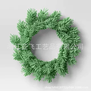 亚飞跨境精品圣诞花环绿色PVC植绒可定制产品颜色尺寸