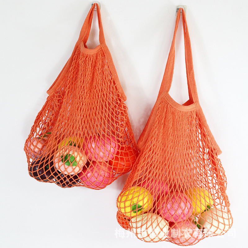 Bolsa de malla de algodón portátil al por mayor Bolsa de compras Supermercado Bolsa de malla de verduras y frutas Bolsa de compras Bolsa tejida hueca