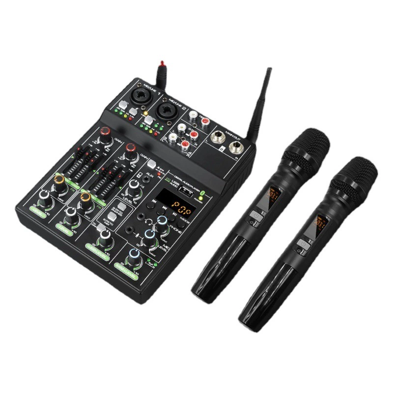 Популярная трансграничная Bluetooth-звуковая карта с 4-канальным микшером, USB-микрофоном для живой записи и выступлений.